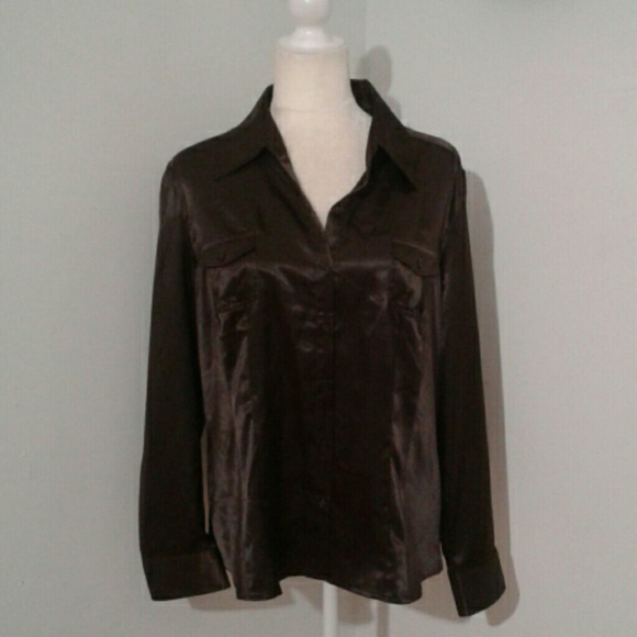 Cato Tops - NWT Cato Brown Satin Blouse Women's XL